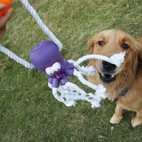 HKM-4681917 Interactive Bite-Resistant Hemp Rope Toy for Puppies with Molar Ball Design