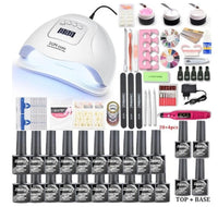 HKM-468243 80W Nail Phototherapy Lamp Set with Gel Nail Polish in 20 Colors and Base/Top Coat