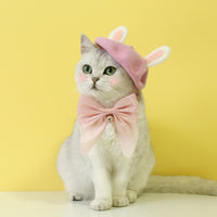 HKM-4683069 Warm Wool Rabbit Ear Hat and Scarf Set for Small to Medium Pets