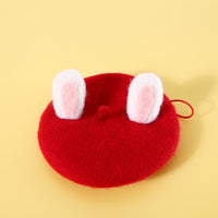 HKM-4683069 Warm Wool Rabbit Ear Hat and Scarf Set for Small to Medium Pets