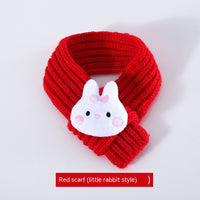 HKM-4683069 Warm Wool Rabbit Ear Hat and Scarf Set for Small to Medium Pets