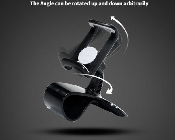 HKM-468307 360-Degree Rotating Car Clip Phone Holder - Adjustable & Stable Design in Black Gray