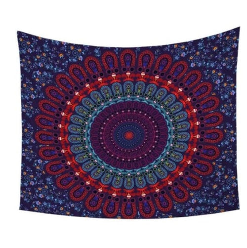 HKM-468307 Blue Vanitas Mandala Wall Tapestry - 100% Polyester Fabric