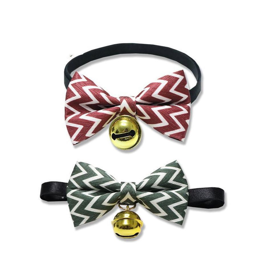 HKM-468307 Striped Polyester Bow Tie with Bell for Cats, Rabbits, and Dogs - Size S & M Available