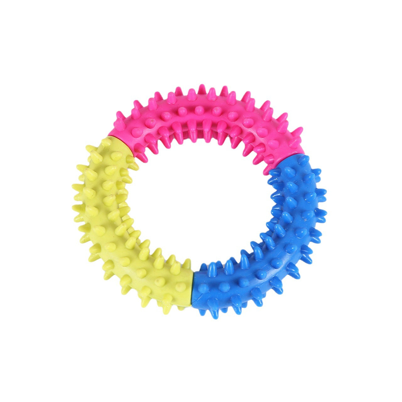 HKM-4683709 Three-Color TPR Rubber Thorn Ring Dog Toy - Bite Resistant, 11cm Diameter