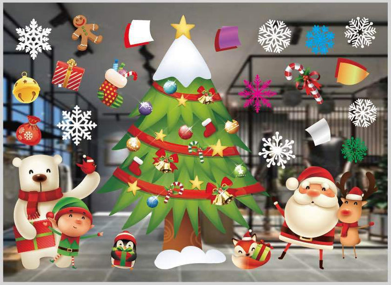 HKM-468371 Festive PVC Christmas Window Stickers - 50cm x 35.3cm, Easy to Apply