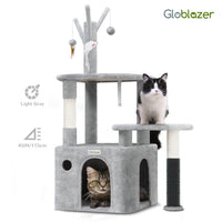 HKM-4684349 Light Gray 44-Inch Cat Climbing Frame with Multiple Levels and Scratching Posts