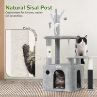 HKM-4684349 Light Gray 44-Inch Cat Climbing Frame with Multiple Levels and Scratching Posts