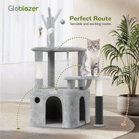 HKM-4684349 Light Gray 44-Inch Cat Climbing Frame with Multiple Levels and Scratching Posts