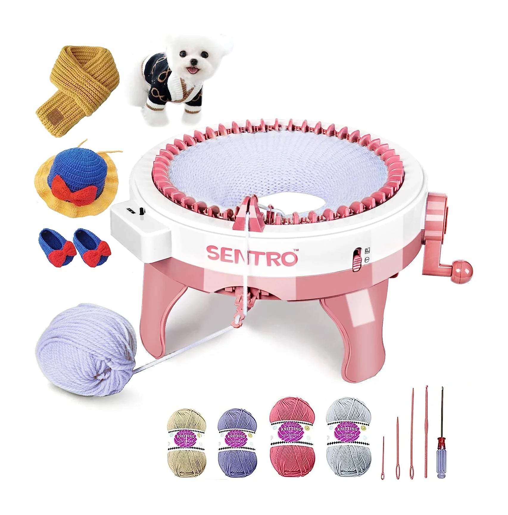 HKM-468435 Sentro 48-Needle Knitting Machine for Creating Scarves, Hats, and More