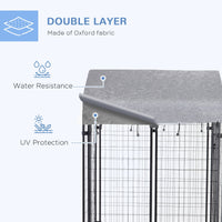 HKM-4684733 Heavy Duty Outdoor Dog Kennel with Roof, 4' x 4' x 6', Escape-Proof, UV-Resistant & Waterproof Cover for Medium Dogs