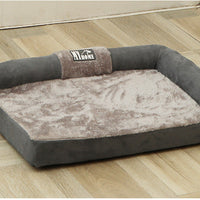 HKM-4685117 Warm Removable Dog Bed Sofa with High-Elastic Sponge Inner Cushion and Suede Velvet Backrest