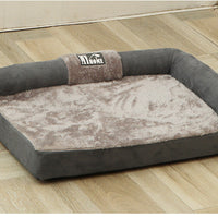 HKM-4685117 Warm Removable Dog Bed Sofa with High-Elastic Sponge Inner Cushion and Suede Velvet Backrest