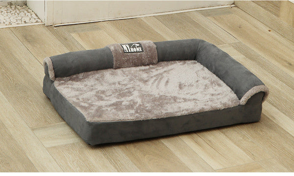 HKM-4685117 Warm Removable Dog Bed Sofa with High-Elastic Sponge Inner Cushion and Suede Velvet Backrest