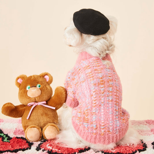 HKM-4686653 Colorful Wool Sweater Cardigan for Female Dogs in Purple and Pink, Sizes XS-2XL