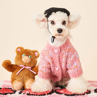 HKM-4686653 Colorful Wool Sweater Cardigan for Female Dogs in Purple and Pink, Sizes XS-2XL