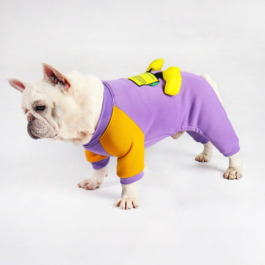 HKM-4687421 Plush Thermal Bodysuit for Dogs - Cotton Four-Legged Outfit in Purple