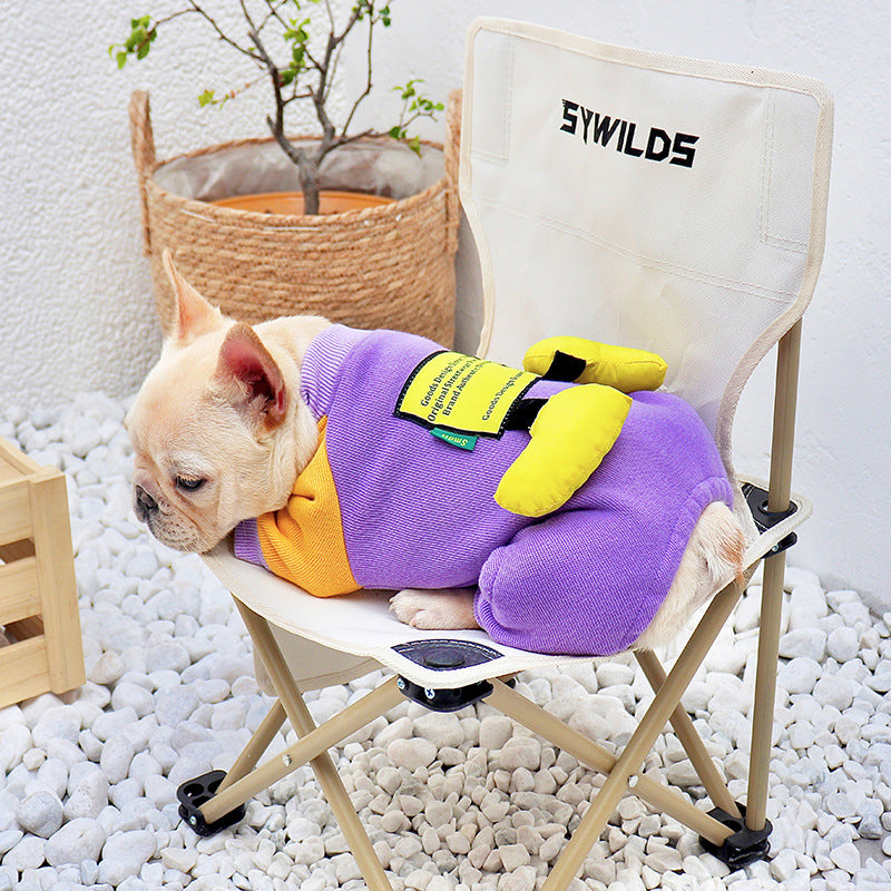 HKM-4687421 Plush Thermal Bodysuit for Dogs - Cotton Four-Legged Outfit in Purple