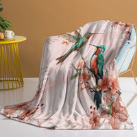 HKM-468755 Soft Floral Fleece Throw Blanket - Perfect for Couch, Camping, and Office Use in Multiple Sizes