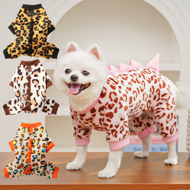 HKM-4687677 Cozy Fleece Dog Clothes for Autumn and Winter - Multiple Dinosaur Prints for French Bulldogs