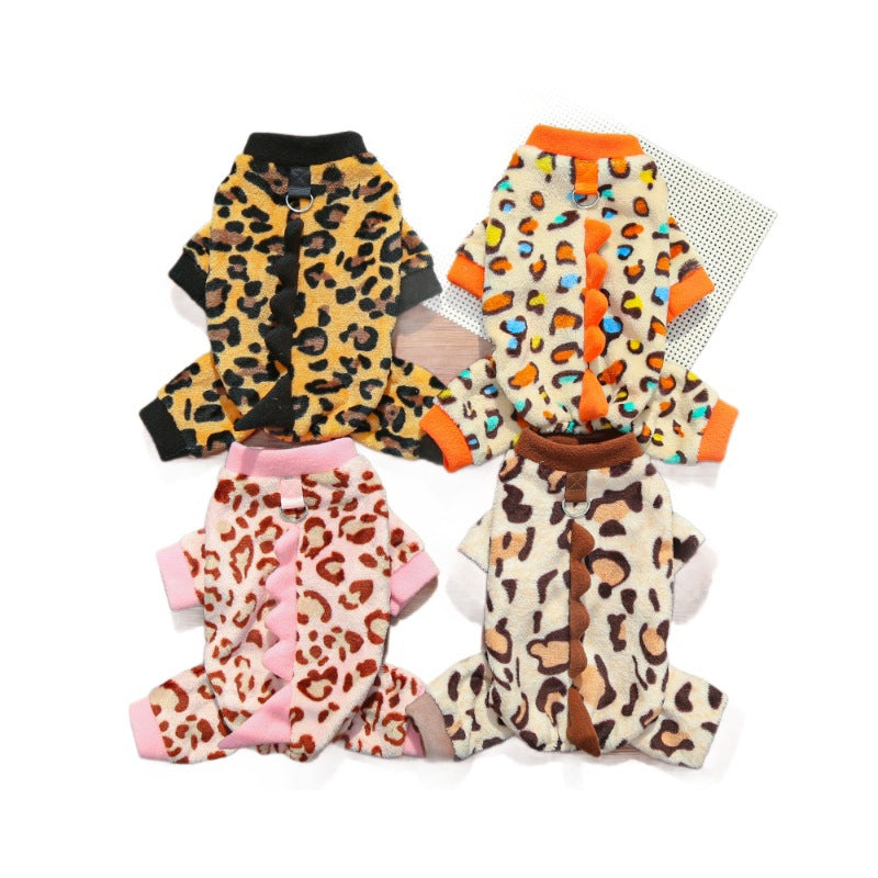 HKM-4687677 Cozy Fleece Dog Clothes for Autumn and Winter - Multiple Dinosaur Prints for French Bulldogs