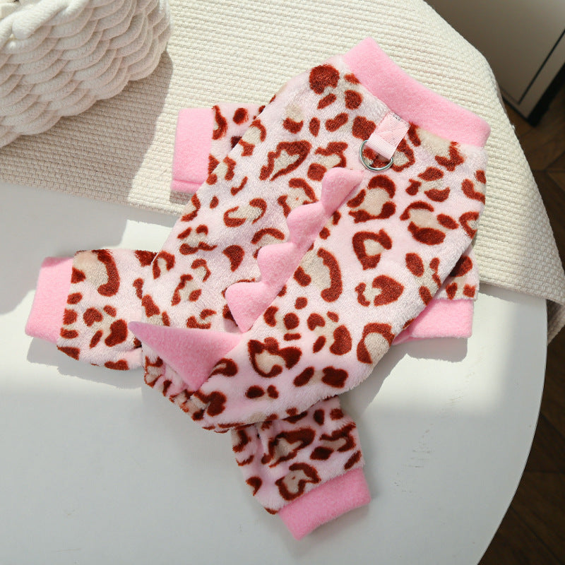 HKM-4687677 Cozy Fleece Dog Clothes for Autumn and Winter - Multiple Dinosaur Prints for French Bulldogs