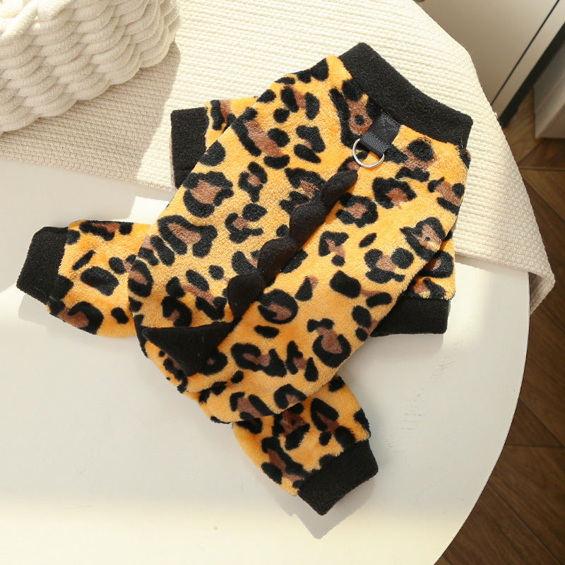 HKM-4687677 Cozy Fleece Dog Clothes for Autumn and Winter - Multiple Dinosaur Prints for French Bulldogs
