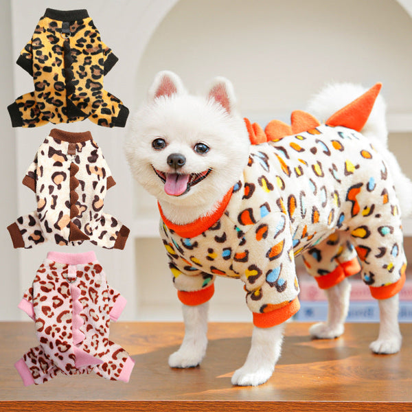 HKM-4687677 Cozy Fleece Dog Clothes for Autumn and Winter - Multiple Dinosaur Prints for French Bulldogs