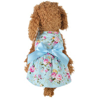 HKM-4689213 Cotton Princess Dress for Dogs - Spring and Summer Blue Skirt Outfit