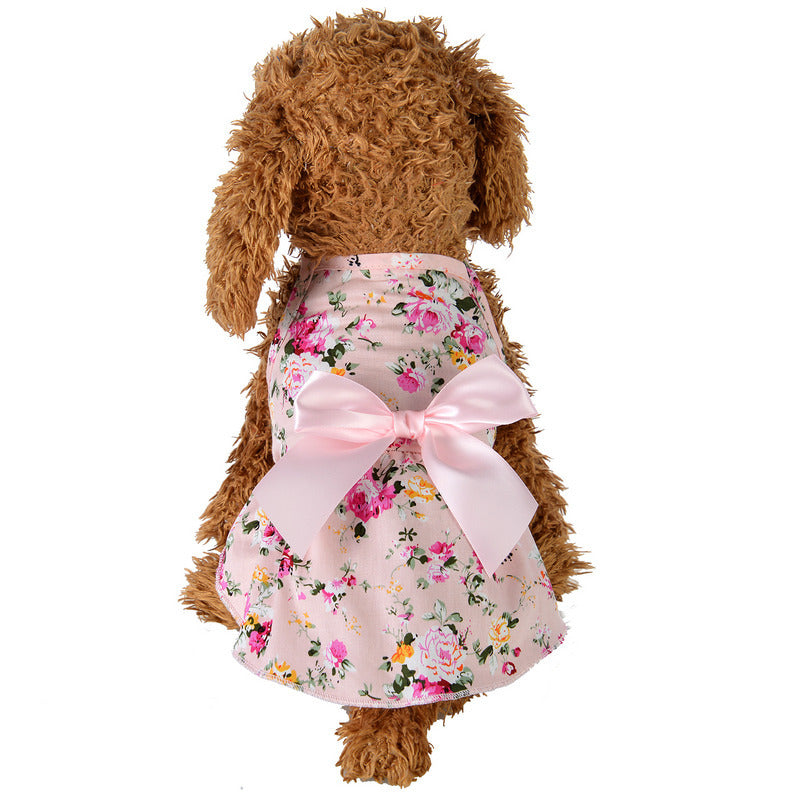 HKM-4689213 Cotton Princess Dress for Dogs - Spring and Summer Blue Skirt Outfit