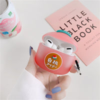 HKM-468947 Silicone Protective Case for Apple AirPods and AirPods Pro - White Peach Soda Design
