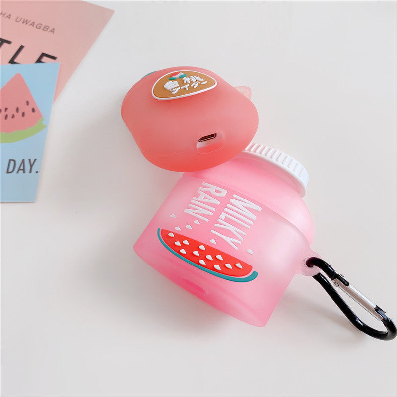 HKM-468947 Silicone Protective Case for Apple AirPods and AirPods Pro - White Peach Soda Design