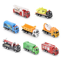 HKM-469011 1:55 Scale Pull Back Diecast Toy Truck Collection - Metal Firetruck & Tractor Model for Kids