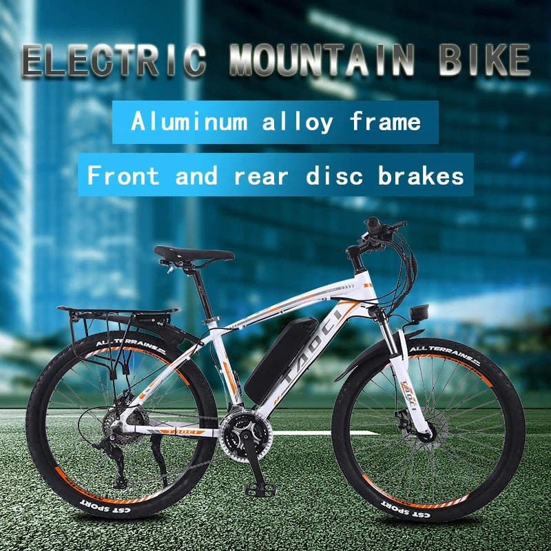 HKM-469075 26-Inch 21-Speed Electric Mountain Bicycle with 36V 350W Lithium Battery and Disc Brakes