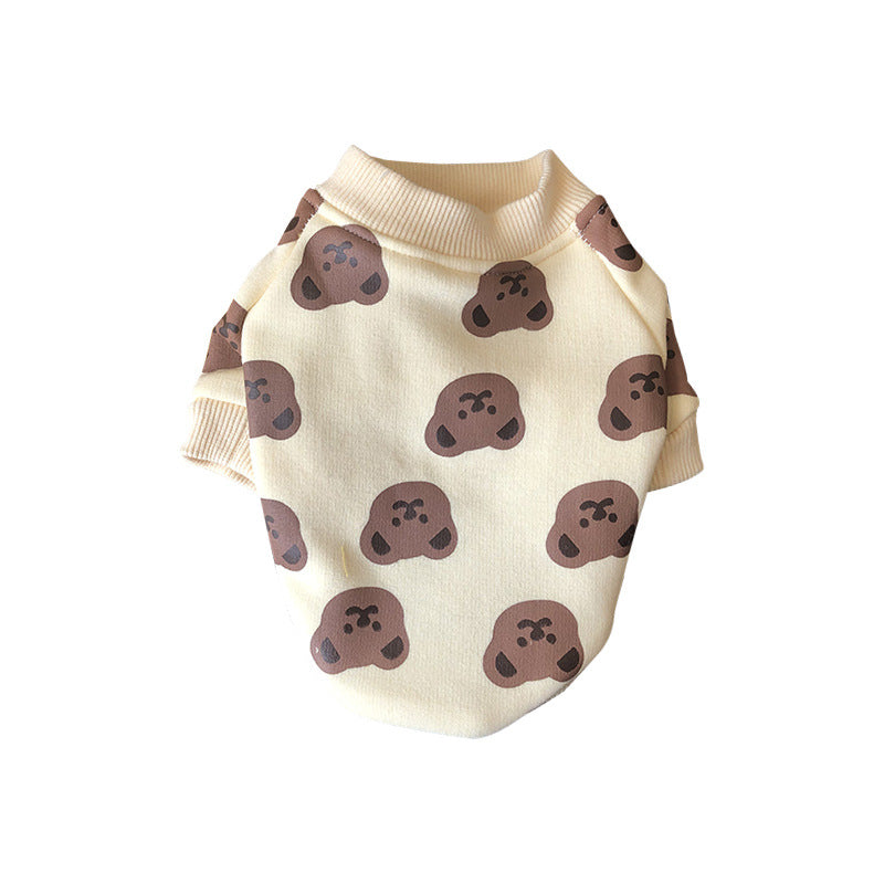 HKM-4691389 Cozy Cotton Bear Sweater for Pets in Beige and Yellow