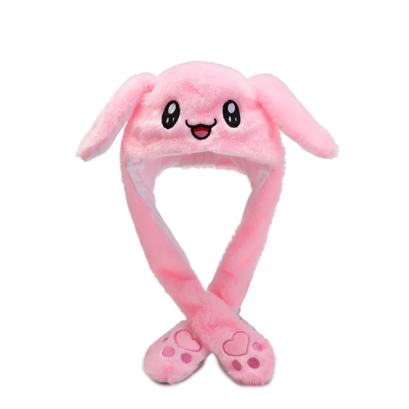 HKM-469203 Plush Rabbit Hat with Moving Ears and Colourful LED Lights
