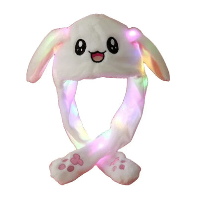 HKM-469203 Plush Rabbit Hat with Moving Ears and Colourful LED Lights