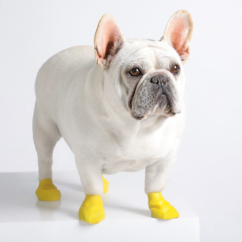 HKM-4693437 Small Dog Anti-Dirty Rubber Shoe Covers in Yellow, Blue, Pink - Available in S, M, L Sizes