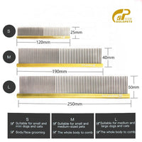 HKM-4694077 Colorful Stainless Steel Dog Grooming Comb with 1mm Fine Teeth for Shedding and Cleaning Pet Accessories