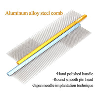 HKM-4694077 Colorful Stainless Steel Dog Grooming Comb with 1mm Fine Teeth for Shedding and Cleaning Pet Accessories