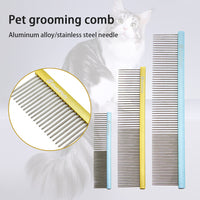 HKM-4694077 Colorful Stainless Steel Dog Grooming Comb with 1mm Fine Teeth for Shedding and Cleaning Pet Accessories
