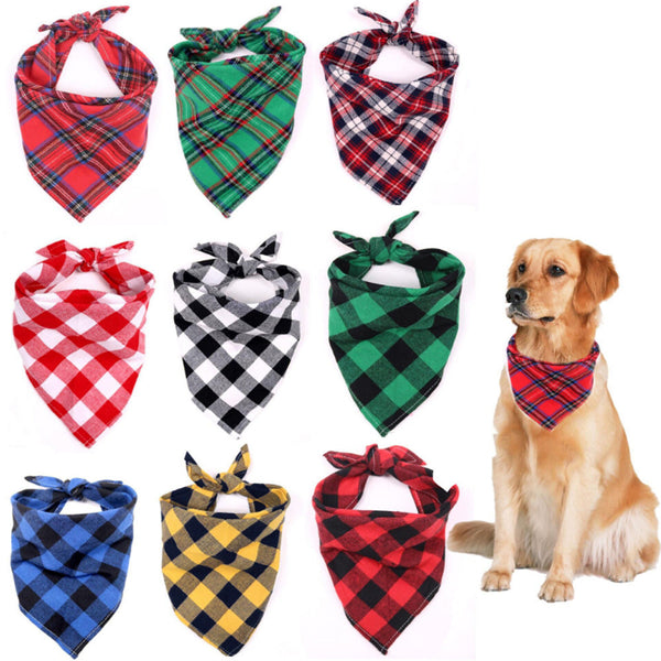 HKM-4694205 Large Cotton Pet Saliva Towel - Classic Triangle Design in Various Colors