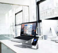 HKM-469459 Adjustable Lazy Bracket for Desktop Organizing - Silver and Gray, 26x24.3x19cm