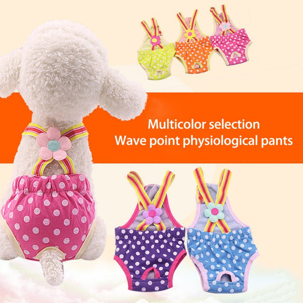 HKM-4694973 Pet-Friendly Polka Dot Strap Physiological Pants for Female Dogs - Comfortable Cotton Design in Multiple Colors