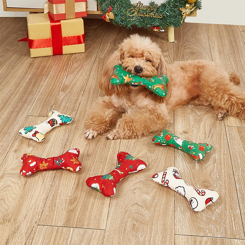 HKM-4695229 Plush Holiday Molar Toy for Dogs – Festive Santa Claus, Snowman, and Deer Designs