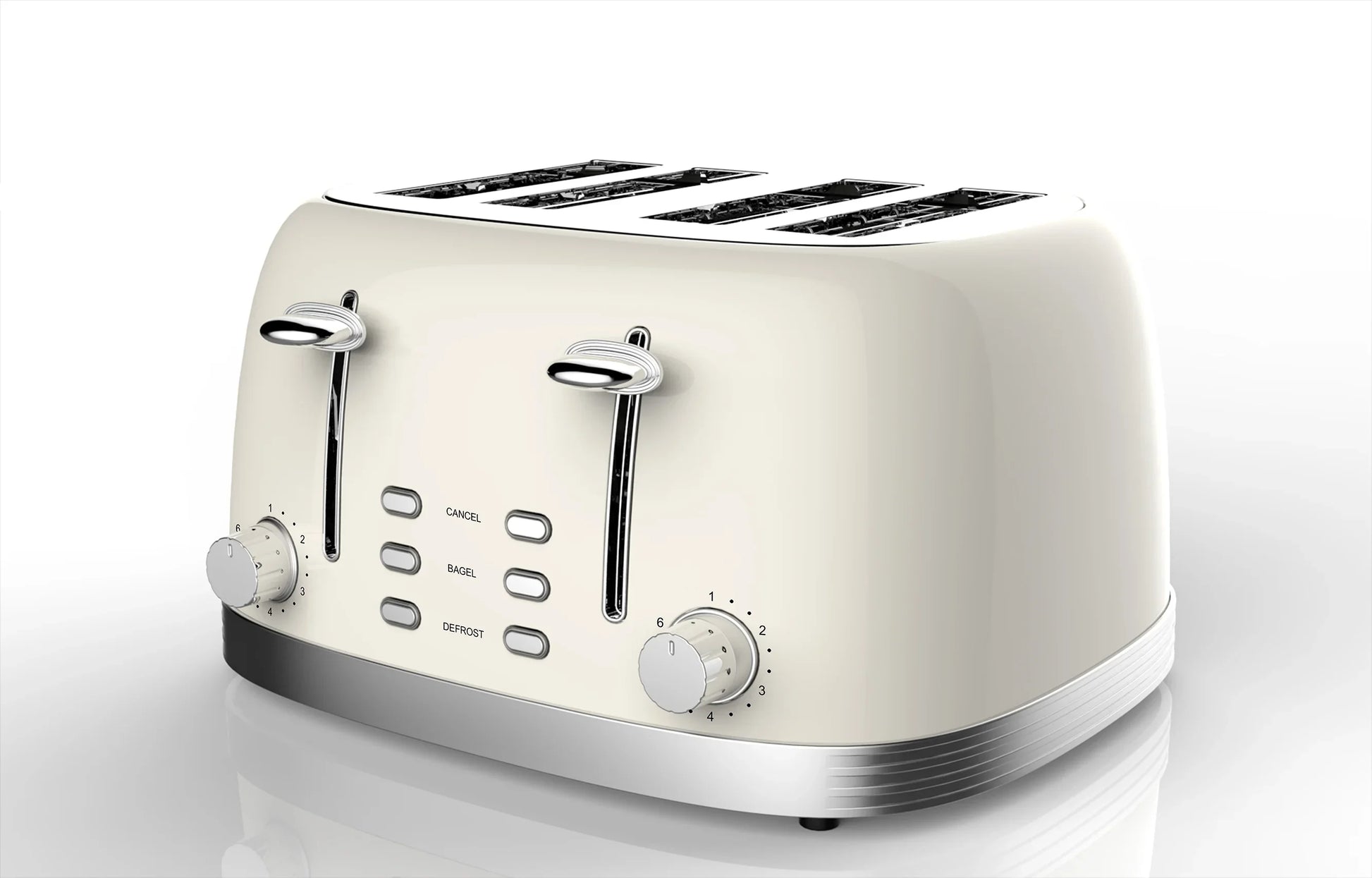 HKM-469651 Retro 4-Slice Stainless Steel Electric Pop-Up Toaster with Grill Feature