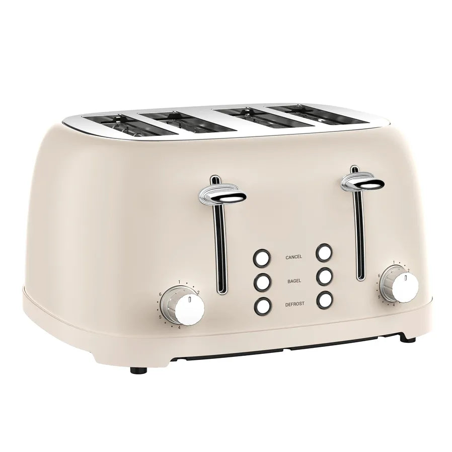 HKM-469651 Retro 4-Slice Stainless Steel Electric Pop-Up Toaster with Grill Feature