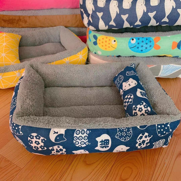 HKM-4696637 Linen Pet Bed with Moisture-Proof Features, Available in Multiple Colors and Sizes