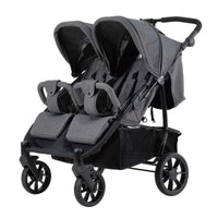 HKM-4699475 side-by-side twin stroller gray with extended hoods