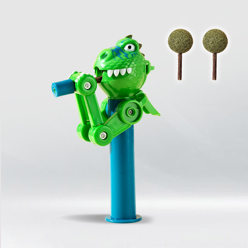 HKM-4699837 Dinosaur-Shaped Cat Teaser Stick with Catnip for Fun and Oral Health